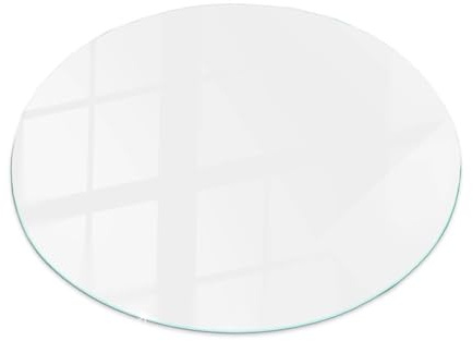 Tulup Tablero de Vidrio para Mesa ⌀ 50 cm Redonda Cristal Templado Superficie Lisa para la Cocina, Comedor y Salón Decoración Moderno Encimera de Vidrio - Motivo Blanco Liso