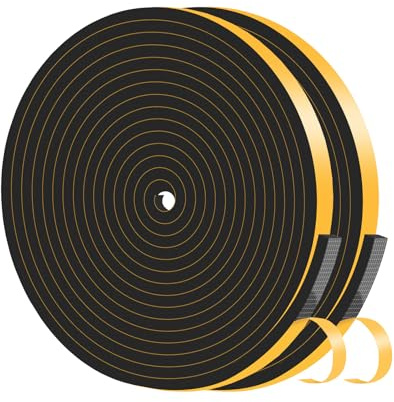Draught Excluder Tape,Window Seal for Door Window,Black,6mm x 1.5mm x 20M | Foam tape,Insulation Tape Roll for Insulating Door Frame, Window, Air Conditioner