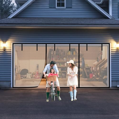 Moustiquaire Porte De Garage avec Fermeture Magnétique Rideau De Porte Animaux 244x214cm 274x214cm 488x214cm Moustiquaire Fenêtre Magnétique pour Ouverture De Garage 2 Voitures(274x214cm)