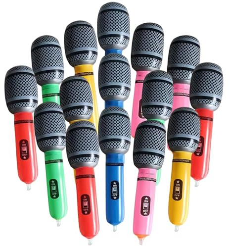 12 Pcs Inflatable Microphone, Blow Up Microphone, Inflatable Microphones For Parties, Blow Up Microphones For Parties, Inflatable Party Props,Toy Microphone, Birthday Party Gifts Stage Performance