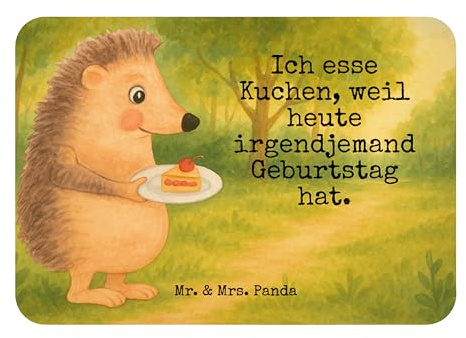 Mr. & Mrs. Panda Kühlschrankmagnet Igel Kuchenstück Design - Geschenk, haftmagnet, Geburtstagskuchen, Kuchen, Backen, Essen Spruch, Torte, Notizhalter, Magnet, whiteboardmagnet, Lustige Sprüche
