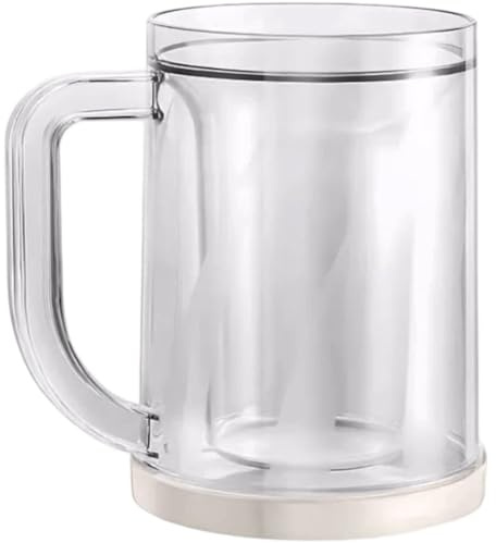 Jarra De Cerveza De Doble Pared para Congelador, Jarra De Cerveza Transparente con Asa, para Cerveza Congelado, Helado para Whisky, para Vino Congelable