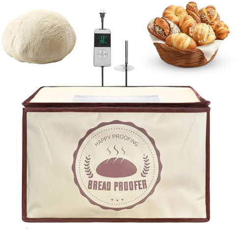 Peelanmall Scatola per la fermentazione del pane con lievito naturale, pieghevole, con riscaldamento e termostato, temperatura regolabile e timer, armadietto per la fermentazione con coperchio per