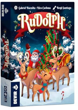 Devir Rudolph – Juego de Cartas de Navidad | Juego rápido y Divertido para 2 a 6 Jugadores, Desde 8 años | Papá Noel (BGRUDOML)