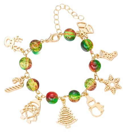 Nishiyuenyi Weihnachtsarmband mit Einzigartigem Weihnachtsmotiv Und Detailreichen Schneeflocke Weihnachtsbaum Santa Rentier Anhängern Als Schmuck für Frauen für W, Style B