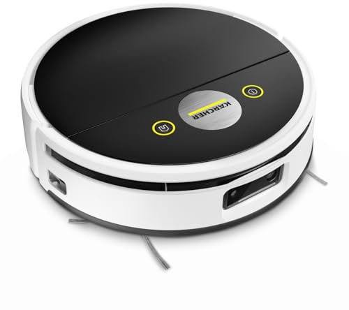 Karcher Staubsauger- und Wischroboter RVF 7, LiDAR-Navigation, Weiß, Lithium-Akku 14,4 V, inklusive Ladestation, Filter, Mikrofaserrollen, Rundbürste, Reinigungsbürsten und Reinigungsmittel
