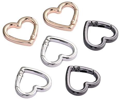 6 Stück Herzförmige Karabiner Haken Set, Klein Karabiner Herz Aus Metall, Für Schlüssel Rucksack Outdoor In Gold Silber Schwarz