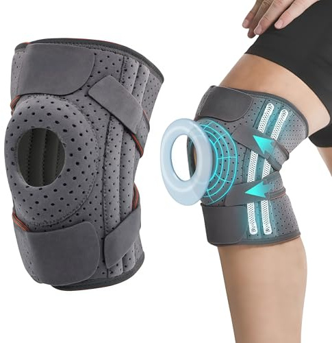 ReliveX™ Orthopädische Knieorthese Mit Kompression - Verstellbar & Unisex, Atmungsaktiv für Laufen, Gehen, Fitness - Kniestütze gegen Gelenkschmerzen (1 Stück Grau,Einheitsgröße) (1 Stück Grau)
