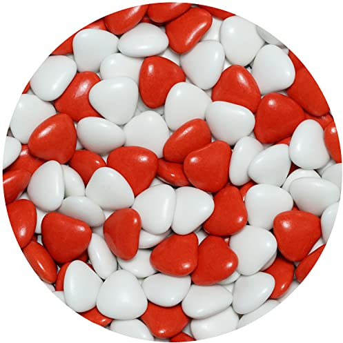 EinsSein 1kg Schokoherzen Dragees Mix medium weiss-rot glanz Gastgeschenke Hochzeit, Taufe, Kommunion, Kindergeburtstag | Schokodragees, Dragees in Herzform bzw. Schokolinsen als Ersatz für