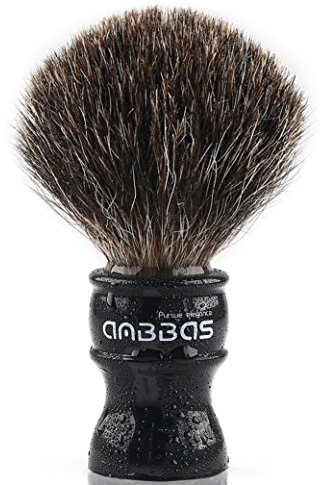 Anbbas Herren Geschenk Schwarz Rasierpinsel Bartpinsel Dachshaar Rasierschaum Pinsel Pure Badger Halter aus Harz