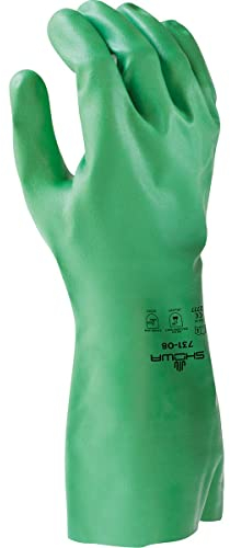 Showa 731 Arbeitshandschuhe mit Baumwollflocken, gefüttert, chemikalienbeständig, mit EBT-Technologie und Biskuit-Griff, Größe XL, 12 Paar