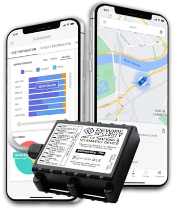 REWIRE SECURITY DB1 Advanced GPS Tracker Vehicle Tracker – Hard-Wired Portable Real-Time Locator for Car Truck Van & More | Automatic Alerts | Covers 120+ countries | Low-Cost Monthly Subscription
