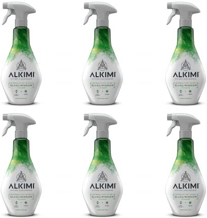 ALKIMI Glass Cleaner Spray x6 – Nature-Engineered Glass and Window Cleaner Spray with Antibacterial, Antifungal, and Antiseptic Properties – Powerful Natural Mirror and Shower Glass Cleaning Spray