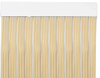 MERCURY TEXTIL Cortina para Puerta Tiras PVC 210x90cm,Cortina para Puerta Exterior (Beige+Filo Transparente P14)