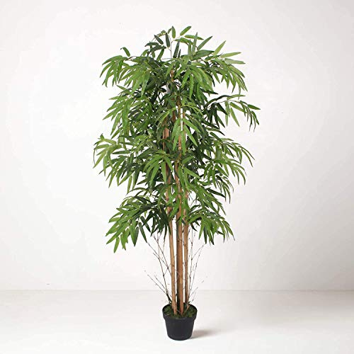 Tradala 4'11 Lush Artificial Tree Large Bamboo 150cm / 4ft 11 Tall with Real Wood Trunk - For Home Living Room Indoors