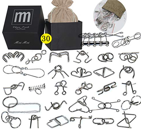 ZEIHAOWAN 30PCS 3D Draht Metall würfel Denkaufgabe Puzzle Set,Pädagogisches IQ Challenge Interlocked Spielzeug,Spiel magischen Würfel Übung Kinder Fähigkeit, Geburtstag, Weihnachten, Geschenk