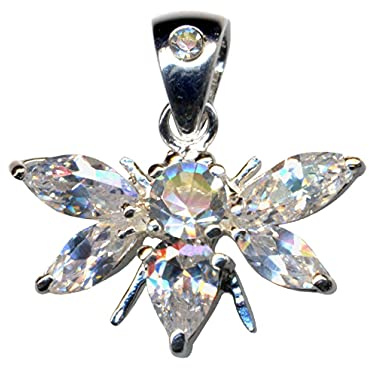 Biene Echt Sterling Silber 925 Zirkonia Kristalle Strass Liebe Glaube Hoffnung Emotion Symbol Motiv Stil Objekt weiss extravagant gut modisch klar schön