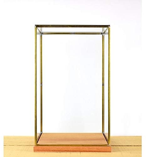 EMH Vitrine fabriquée à la main en verre et laiton avec base en bois 42 cm