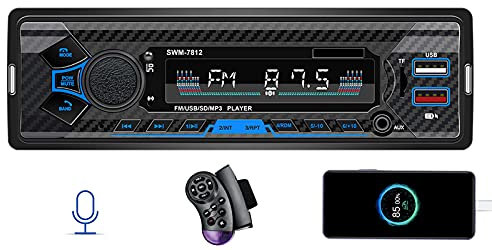 Impianto stereo Bluetooth singolo DIN per auto, 17,8 cm, universale autoradio per auto, Aftermarket, 1 autoradio DIN, SWC/Subwoorf/BT