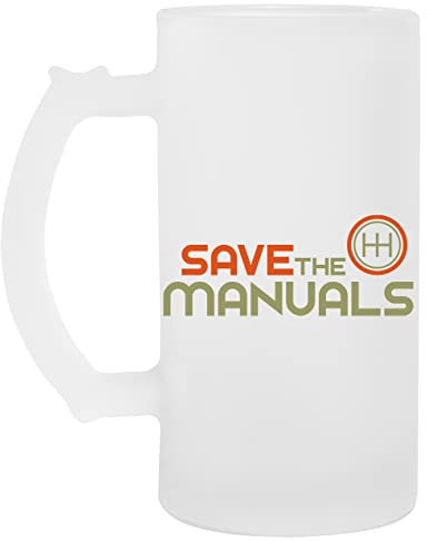 Save The Manuals Glas Bier Becher Tasse Glass Beer Mug Cup