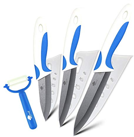 Küche Keramikmesser 3 4 5 6 Zoll + Peeler Chef Paring Utility Slicing Obst Gemüsemesser Schwarz Blade Küche Kochen Werkzeug Chefmesser (Color : 345 BLUE WHITE)