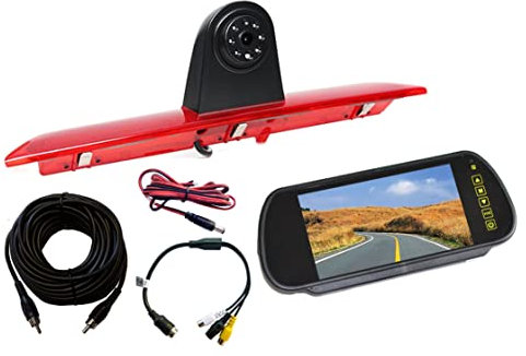 Dolphin Automotive Van Rear Brake Light Reversing Camera Fits Ford Transit Jumbo 2014 onwards WITH 7 Mirror Mounting Monitor/Screen