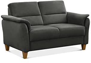 CAVADORE 2er-Sofa Palera mit Federkern / Kompakte Zweisitzer-Couch im Landhaus-Stil / passender Sessel und Hocker optional / 149 x 89 x 89 / Mikrofaser, Grau