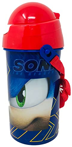 Sonic The Hedgehog Bouteille pour enfant avec sangle 500 ml Sonic Le Hérisson Robot Pop Up Cadeau Anniversaire Enfant