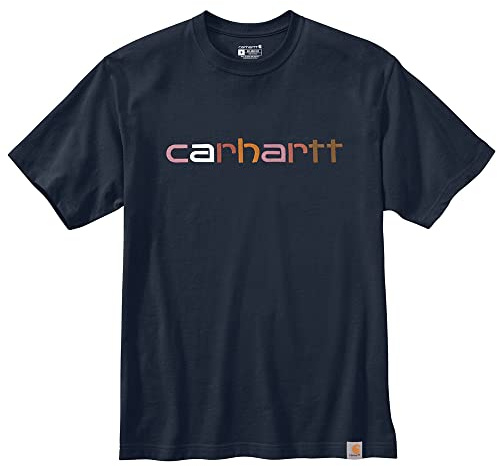 Carhartt Herren Relaxed Fit Heavyweight Short-Sleeve Logo Graphic T-Shirt, Farbe: Navy, Größe: S