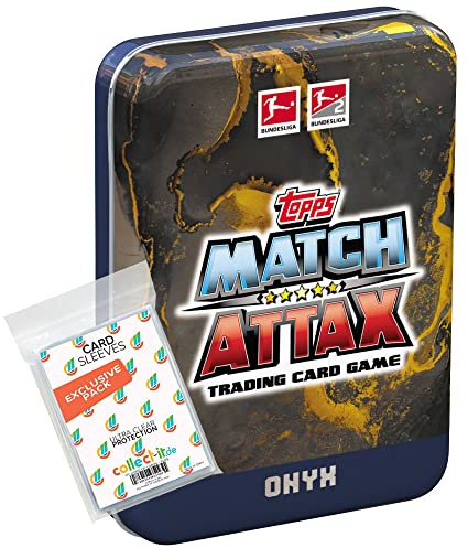 collect-it.de MY HOME OF CARDS + TOYS Exklusive Aufbewahrungshüllen im Bundle mit Topps Match Attax 2022/23-1 zufällige Mini Tin Box + 1 seltene Nationalspieler Karte