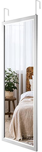Dripex Over Door Mirror Full Length, 110 x 45cm Wall Mounted Mirror Door Hung Mirror for Bathroom/Bedroom/Wardrobe - Toughened Glass, Silver