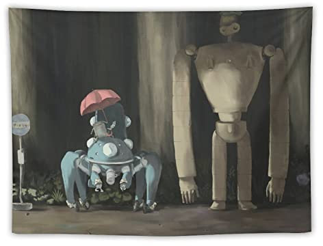XUYANG Studio Ghibli Castle in the Sky Anime Poster Polyester Gemälde Wandteppich Kunstdruck Tapisserie Zimmer Hängendes Bild Moderne Wohnkultur 76,2 x 101,6 cm