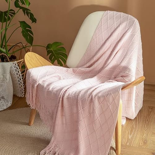 AITIHYA Karierte Decke, dekorative weiche Decke für Schlafsofa, Klimaanlage, Tröster, gestrickte Nickerchen-Überwurfdecken, Bettdecke, 127 x 152 cm