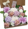 HASWITDA Artificial Silk Flower Bouquet Box Faux Flower Head Fake Table Decoration Arrangement for Wedding Birthday Baby Shower Party Purple & White