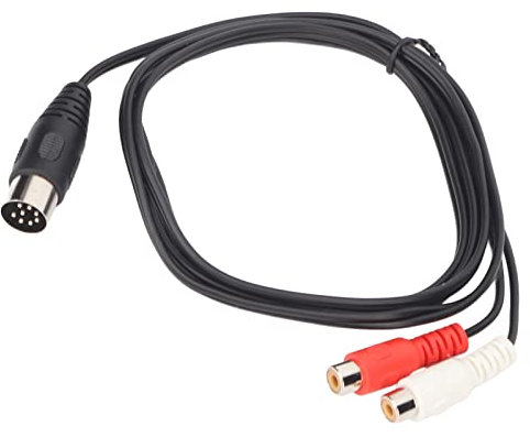 Câble Adaptateur, Câble DIN 8 Broches vers 2 RCA Résistant aux Interférences Plug and Play Mâle vers Femelle pour Instrument