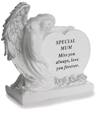 David Fischhoff Sentiment Angel Heart Graveside Remembrance Plaque Ornament - Mum