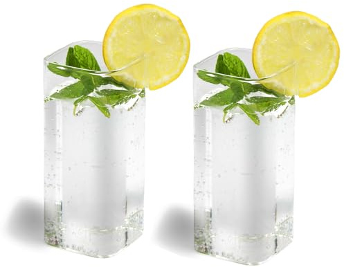 Trinkgläser | 2 Stück Wassergläser 380ml | Quadratisches Glas | Lacari ORIGINAL Designer Longdrinkgläser | Set Glasbecher | Trinkgläser für Cocktail, Kaffee, Smoothies und mehr