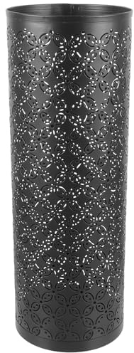 Metal Umbrella Stand Standing Round Umbrella Holder Bin Umbrella Bucket Canes Walking Sticks Rack Barrel Floor Vase for Home Entryway Porch Office Black
