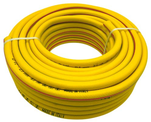MAKA Tubo Acqua Giardino 1/2 5/8 3/4 1 Pollice 5 Strati Pressione 30 Bar Flessibile Doppio Rinforzo Tessile Retinato Magliato Antitorsione Resiste a Caldo Gelo UV 4 Stagioni (1/2 pollici, 50 metri)