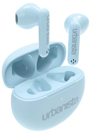 Urbanista Auriculares Inalámbricos, Bluetooth 5.3 In Ear IPX4 Auriculares con Micrófonos Duales, 20H de Reproducción, Controles Táctiles, Estuche de Carga TWS USB C, Austin, Azul
