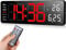 Fuloon Digital Wall Clock, 13 inch Adjustable Brightness Large Display Digital Alarm Clock with Remote Control, Countdown Clock with Date, Week, Temperature(Plug In Electricity)