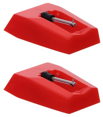 JSKWIKE 2 Pcs Aguja de Repuesto Agujas para Tocadiscos Universal Aguja Vinilo Diamante Agujas con Punta Accesorios de Reemplazo de Agujas para Fonógrafo Tocadiscos Aguja de Diamante Rojo