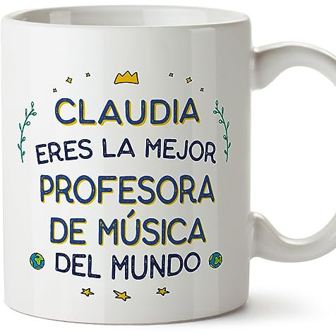 MUGFFINS Tazas Personalizadas para PROFESORA DE MÚSICA mujer - En Español - Mejor del Mundo - 11 oz / 330 ml - Regalo Personalizable original y divertido