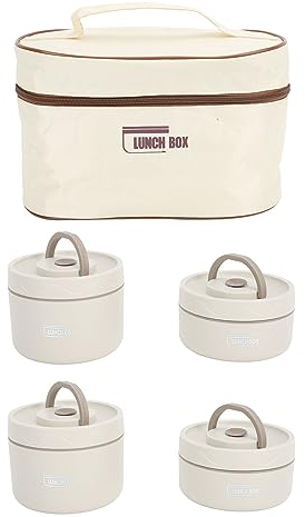 Caja de Acero Inoxidable 304, Portátil para Adultos con Bolsa Térmica, Lonchera Apilable Separada, Contenedor de Comida Aislado a Prueba de Fugas, Lonchera Térmica (4 Piezas)