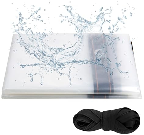 RUCUDIM Telone di copertura trasparente con occhielli, 2 m x 3 m, trasparente, per esterni, impermeabile, per giardino, balcone, cantiere e recinto per animali domestici