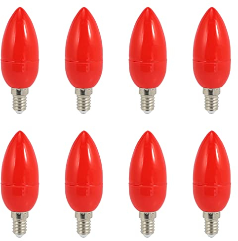 Evenden 8X LED Kerzenlicht Kerzenglühbirnen Rote Glückslampe Gott Beleuchtet Energiesparende Kerzenlichter, E14