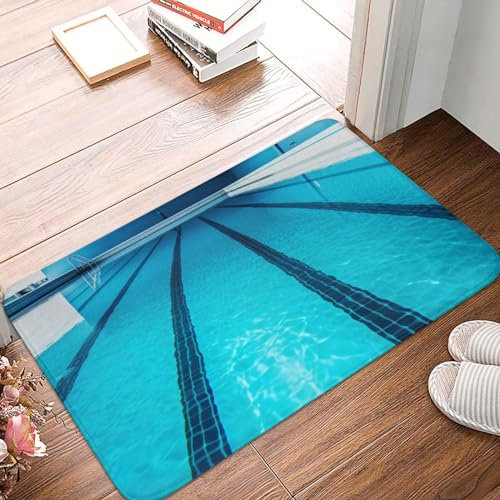 YNCATXZ Zerbino per piscina blu, 40 x 60 cm, antiscivolo, per interni ed esterni, lavabile, zerbino per ingresso, tappetino assorbente in flanella
