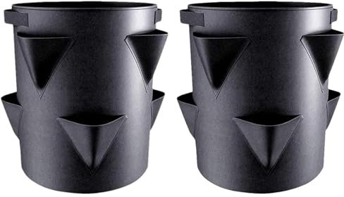 Macetas de fresas para exteriores | Macetas de jardín de fresas con 6 bolsillos laterales de cultivo | Macetas portátiles de tela no tejida de 7 galones, macetas de jardín portátiles para interiores y