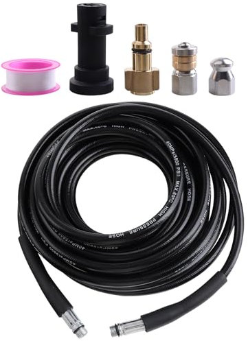 10M High Pressure Washer Drain Pipe Hose Cleaning Kit Compatible with Karcher K Series K2-K7 and Pressure Washer, Very Suitable for Drain Blockage and Cleaning