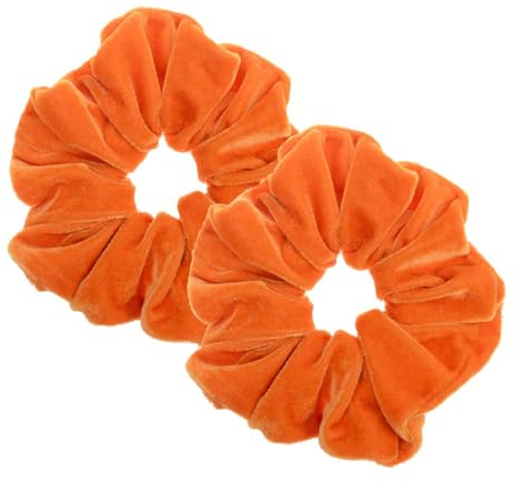 2 Stück große Frauen Haargummis Samt Haar Scrunchies Gummibänder Bunte Elastischer Haarbänder für Mädchen Damen Haarschmuck (orange)